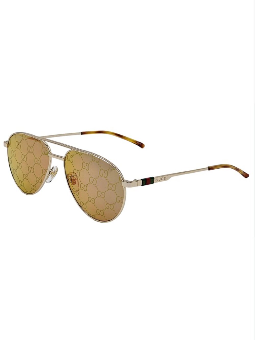 Gucci GG 1679S 002 Aviator Mammogram GG Gold Sunglasses Pink Lenses - Picture 1 of 5